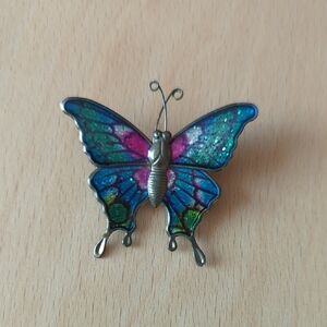 Vintage Multicolor Butterfly Brooch